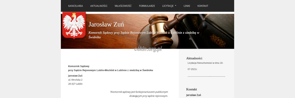 komornik-sadowy-jaroslaw-zun - zrzut strony internetowej