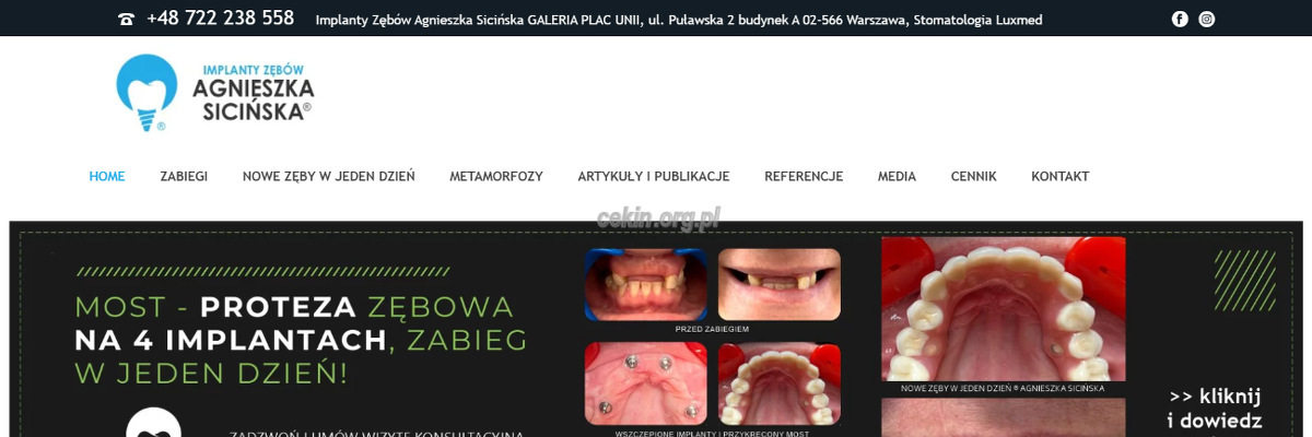 stomatolog-implantolog-agnieszka-sicinska - zrzut strony internetowej